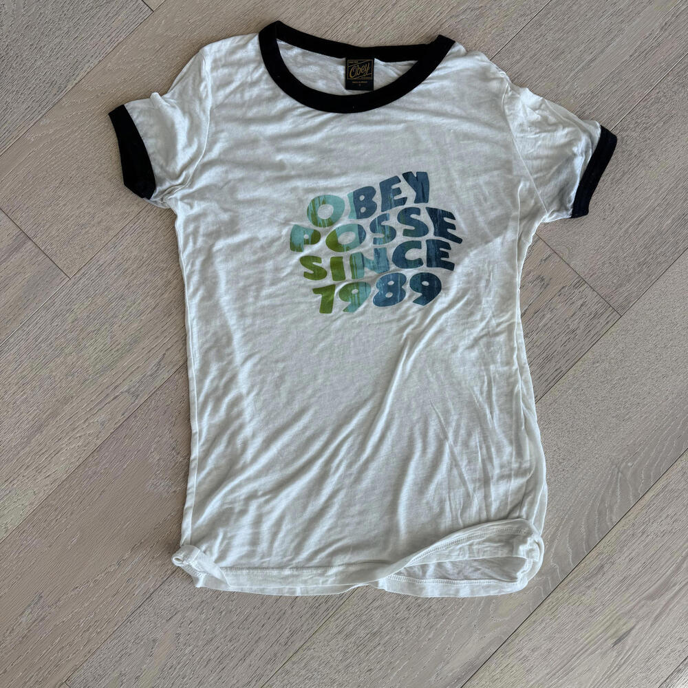 Obey Ringer T-Shirt Super Thin Vintage Size Small